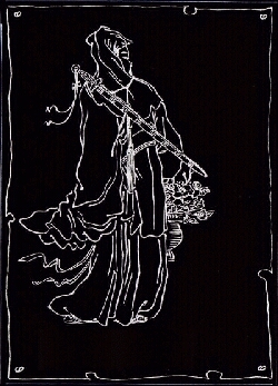Der Urahn Lue Dong Bing mit dem magischen Schwert. Die 8 Unsterblichen der daoistischen Mythologie